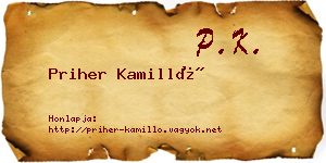 Priher Kamilló névjegykártya
